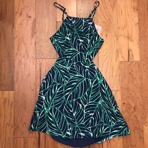 Forever 21 Leaf-Print Backless Mini Dress